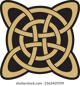 Vector gold and black Celtic knot. Ornament of ancient European peoples. The sign and symbol of the Irish, Scots, Britons, Franks.