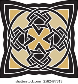 Vector gold and black Celtic knot. Ornament of ancient European peoples. The sign and symbol of the Irish, Scots, Britons, Franks.