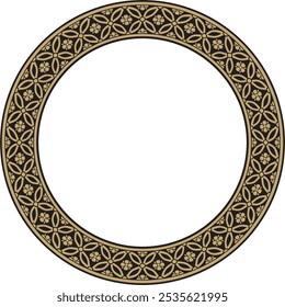 Vector gold with black Chinese circle, ring, frame.  Round ornaments of oriental peoples, korea, taiwan, china, hong kong, indonesia
