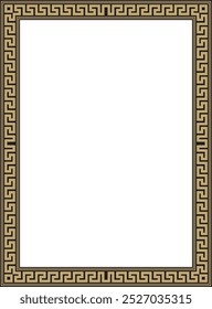 Vector gold and black classic Greek square ornament. Rectangle of Ancient Greece and Roman Empire. Byzantine painting of walls, floors and ceilings. Decoration of European palaces.
