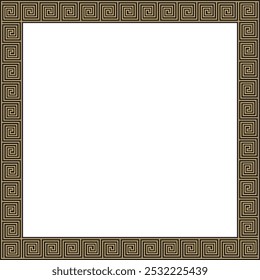 Vector gold and black classic Greek square ornament. Rectangle of Ancient Greece and Roman Empire. Byzantine painting of walls, floors and ceilings. Decoration of European palaces.
