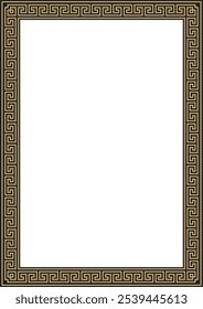 Vector gold and black classic Greek square ornament. Rectangle of Ancient Greece and Roman Empire. Byzantine painting of walls, floors and ceilings. Decoration of European palaces.
