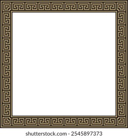 Vector gold and black classic Greek square ornament. Rectangle of Ancient Greece and Roman Empire. Byzantine painting of walls, floors and ceilings. Decoration of European palaces.
