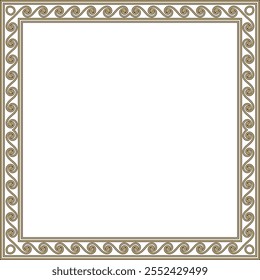 Vector gold and black classic Greek square ornament. Rectangle of Ancient Greece and Roman Empire. Byzantine painting of walls, floors and ceilings. Decoration of European palaces.
