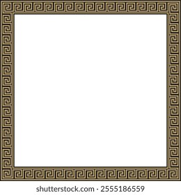 Vector gold and black classic Greek square ornament. Rectangle of Ancient Greece and Roman Empire. Byzantine painting of walls, floors and ceilings. Decoration of European palaces.
