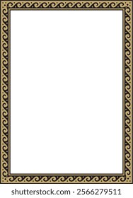 Vector gold and black classic Greek square ornament. Rectangle of Ancient Greece and Roman Empire. Byzantine painting of walls, floors and ceilings. Decoration of European palaces.
