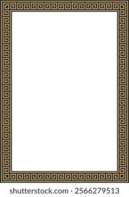 Vector gold and black classic Greek square ornament. Rectangle of Ancient Greece and Roman Empire. Byzantine painting of walls, floors and ceilings. Decoration of European palaces.
