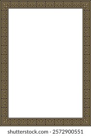 Vector gold and black classic Greek square ornament. Rectangle of Ancient Greece and Roman Empire. Byzantine painting of walls, floors and ceilings. Decoration of European palaces.
