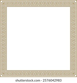 Vector gold and black classic Greek square ornament. Rectangle of Ancient Greece and Roman Empire. Byzantine painting of walls, floors and ceilings. Decoration of European palaces.
