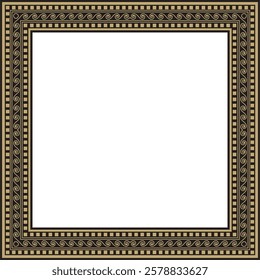 Vector gold and black classic Greek square ornament. Rectangle of Ancient Greece and Roman Empire. Byzantine painting of walls, floors and ceilings. Decoration of European palaces.
