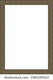 Vector gold and black classic Greek square ornament. Rectangle of Ancient Greece and Roman Empire. Byzantine painting of walls, floors and ceilings. Decoration of European palaces.
