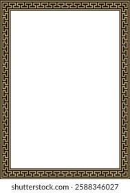 Vector gold and black classic Greek square ornament. Rectangle of Ancient Greece and Roman Empire. Byzantine painting of walls, floors and ceilings. Decoration of European palaces.
