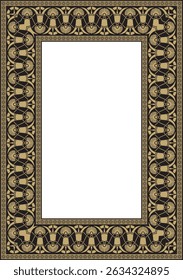 Vetor ouro e preto clássico grego quadrado ornamento. Retângulo da Grécia Antiga e Império Romano. Pintura bizantina de paredes, pisos e tetos. Decoração de palácios europeus.
