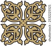 Vector gold with black gothic ornament. Medieval European art. Traditional patterns of Catholic cathedrals.
