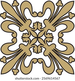 Vector gold with black gothic ornament. Medieval European art. Traditional patterns of Catholic cathedrals.
