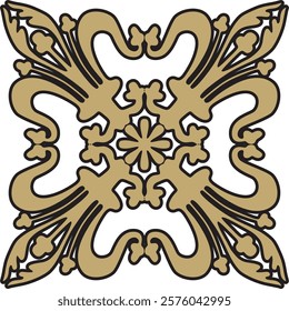 Vector gold with black gothic ornament. Medieval European art. Traditional patterns of Catholic cathedrals.
