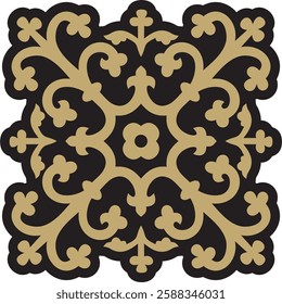 Vector gold with black gothic ornament. Medieval European art. Traditional patterns of Catholic cathedrals.
