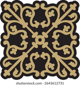 Vector gold with black gothic ornament. Medieval European art. Traditional patterns of Catholic cathedrals.
