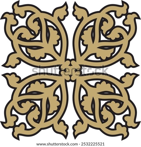 Vector gold with black gothic ornament. Medieval European art. Traditional patterns of Catholic cathedrals.
