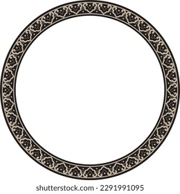 
Vector gold and black round Chinese ornament. Frame, border, circle, ring of Asian peoples of the East.