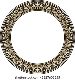 Vector gold and black round classic Greek meander ornament. Pattern, circle of Ancient Greece. Border, frame, ring of the Roman Empire.
