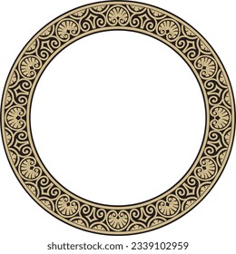 Vector gold and black round classic renaissance ornament. Circle, ring european border, revival style frame.
