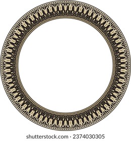 Vector gold and black round classic Greek meander ornament. Pattern, circle of Ancient Greece. Border, frame, ring of the Roman Empire.
