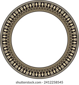 Vektorgold und schwarz runder klassischer griechischer Mäander-Ornament. Muster, Kreis des antiken Griechenland. Grenze, Rahmen, Ring des Römischen Reiches.

