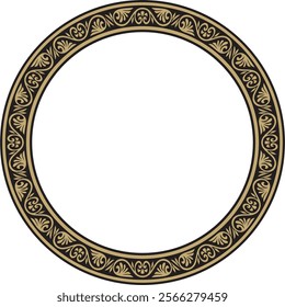 Vector gold and black round classic byzantine ornament. Circle, ring, border, Ancient Greece, Eastern Roman Empire frame. Decoration of the Russian Orthodox Church
