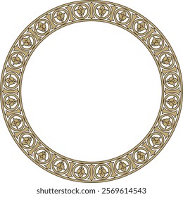 Vector gold and black round classic byzantine ornament. Circle, ring, border, Ancient Greece, Eastern Roman Empire frame. Decoration of the Russian Orthodox Church
