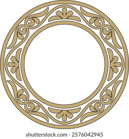 Vector gold and black round classic byzantine ornament. Circle, ring, border, Ancient Greece, Eastern Roman Empire frame. Decoration of the Russian Orthodox Church
