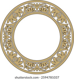 Vector gold and black round classic byzantine ornament. Circle, ring, border, Ancient Greece, Eastern Roman Empire frame. Decoration of the Russian Orthodox Church
