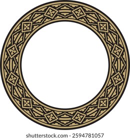 Vector gold and black round classic renaissance ornament. Circle, ring, european border, revival style frame
