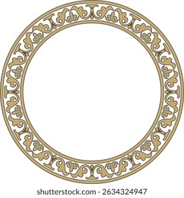 Vector gold and black round classic byzantine ornament. Circle, ring, border, Ancient Greece, Eastern Roman Empire frame. Decoration of the Russian Orthodox Church
