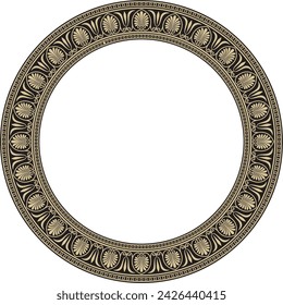 Vector gold and black round classical Greek ornament. European ornament. Border, frame, circle, ring Ancient Greece, Roman Empire.
