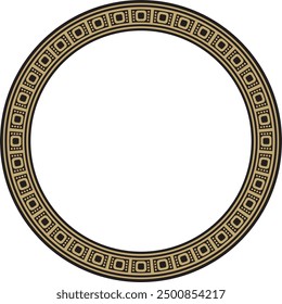 Vector gold with black round Egyptian ornament. Circle, frame, ring of ancient Egypt.Pattern of lotus flowers and sun
