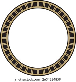 Vector gold with black round Egyptian ornament. Circle, frame, ring of ancient Egypt.Pattern of lotus flowers and sun
