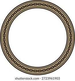 Oro Vector con adorno egipcio redondo negro. Círculo, marco, anillo del antiguo Egipto. Patrón de flores de loto y sol
