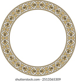 Vector gold and black round national Indian ornament. Circle, ring, border, ethnic Hindu frame.
