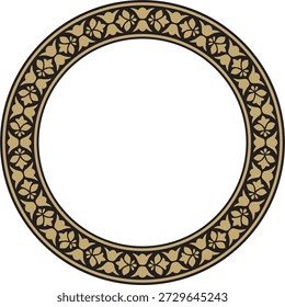 Vector oro y negro redondo nacional indio ornamento. Círculo, anillo, frontera, marco étnico hindú.
