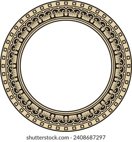 Vector gold with black round ornament ring of ancient Greece. Classic pattern frame border Roman Empire.
