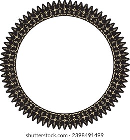 Vector gold and black round Turkish ornament. Ottoman circle, ring, frame.