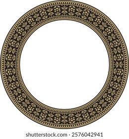 Vector gold and black round Turkish national ornament. Ottoman border, frame. Ethnic floral circle, ring, Seljuk Turks pattern. Decoration of the Sultan's palaces.
