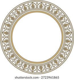 Oro Vector y negro redondo ornamento nacional turco. Frontera otomana, marco. Círculo floral étnico, anillo, patrón de turcos selyúcidas. Decoración de los palacios del sultán.
