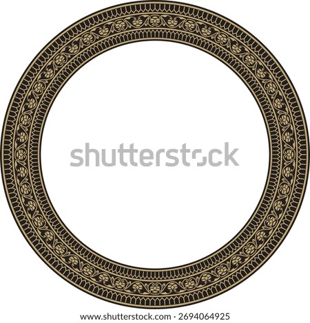 Vector gold and black round Turkish national ornament. Ottoman border, frame. Ethnic floral circle, ring, Seljuk Turks pattern. Decoration of the Sultan's palaces.
