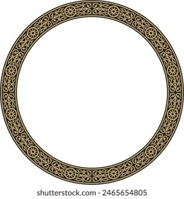 Vector gold and black round Yakut ornament. Endless circle, border, frame of the northern peoples of the Far East.