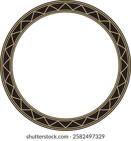 Vector gold and black round Yakut ornament. Endless circle, border, frame of the northern peoples of the Far East.