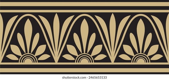 Vektorgrafik Gold und Schwarz nahtlose klassische griechische Mäander Ornament. Das Muster des antiken Griechenlands. Grenze, Rahmen des Römischen Reiches.
