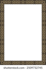 Vektor Gold und schwarzes Quadrat weißrussischen nationalen Ornament Rahmen. Ethnisches Muster Rechteck der slawischen Völker, Russisch, Ukrainisch, Serben, Pole, Bulgarisch. Kreuzstichvorlage
