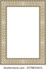 Vector gold and black square Belarusian national ornament frame. Ethnic pattern rectangle of Slavic peoples, Russian, Ukrainian, Serb, Pole, Bulgarian. Cross stitch template
